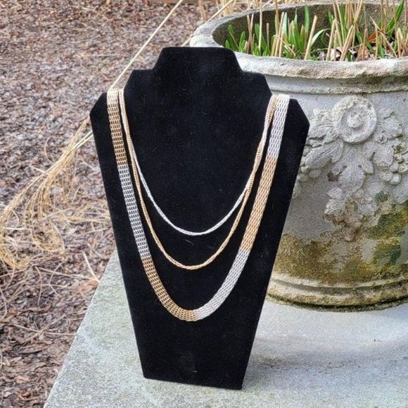 Two Toned Multi Stand Necklace - Picture 5 of 6